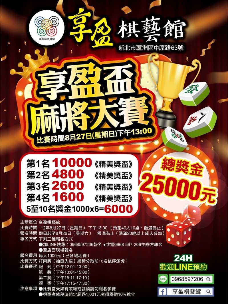 麻將棋牌社不時辦活動，吸引來客消費。圖／警方提供