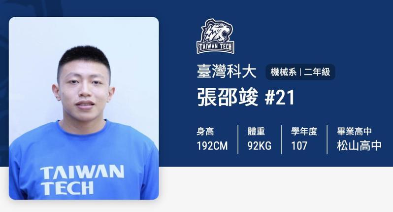 張邵竣畢業於松山高中,大學就讀台科大,仍持續在籃球界耕耘。圖/翻攝UBA網站 張邵竣畢業於松山高中,大學就讀台科大,仍持續在籃球界耕耘。圖/翻攝UBA網站