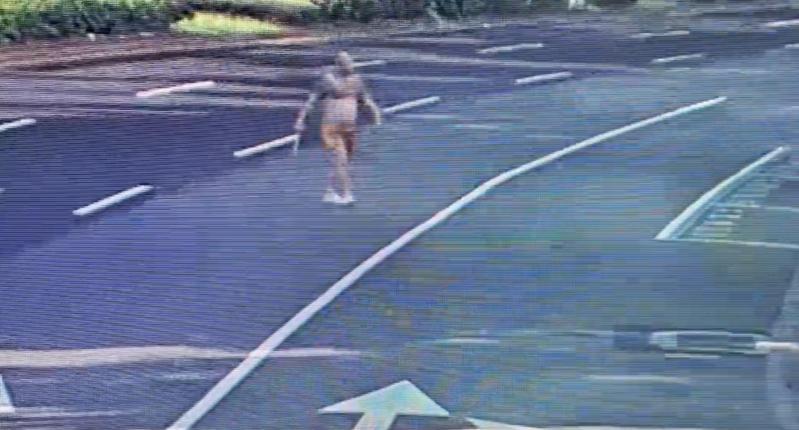 張男穿內褲涉持武士刀橫跨馬路。記者蕭雅娟/翻攝 張男穿內褲涉持武士刀橫跨馬路。記者蕭雅娟/翻攝