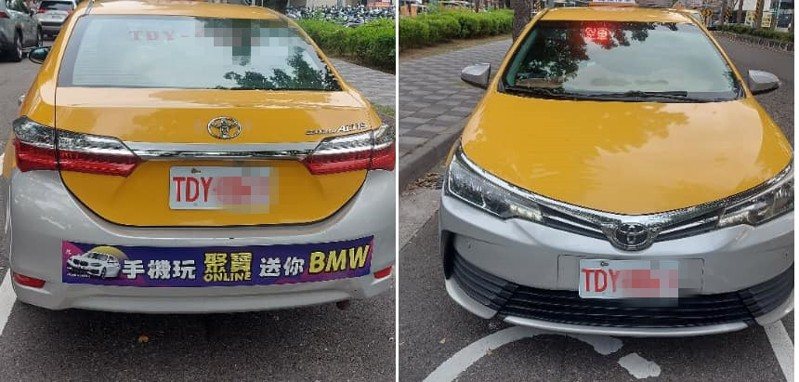 新竹網路傳出近期有輛專載年輕嫩妹、繞路、不放人下車的「恐怖計程車」，司機被檢舉撤照後，近期又被民眾發現換車、換牌重新上路，引起民眾恐慌。圖／取自新竹大小事