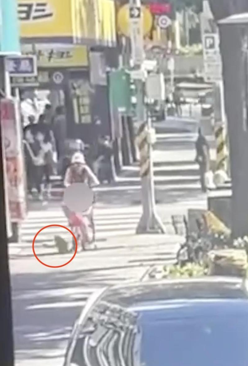台北市中山區松江路一處大樓，磁磚掉落砸到4歲男童右大腿，送醫後傷勢瘀青挫傷。記者蕭雅娟／翻攝