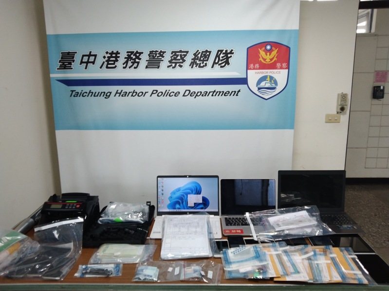 台中檢警查獲暴力討債集團，查獲嫌犯，查扣證物移送法辦。圖／台中港警總隊提供