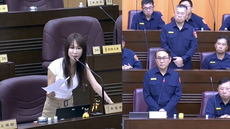 桃園市青年無照駕駛肇事案件今年有676件，議員黃瓊慧（左）要求警察局、教育局加強防範。圖／截自桃園市議會直播