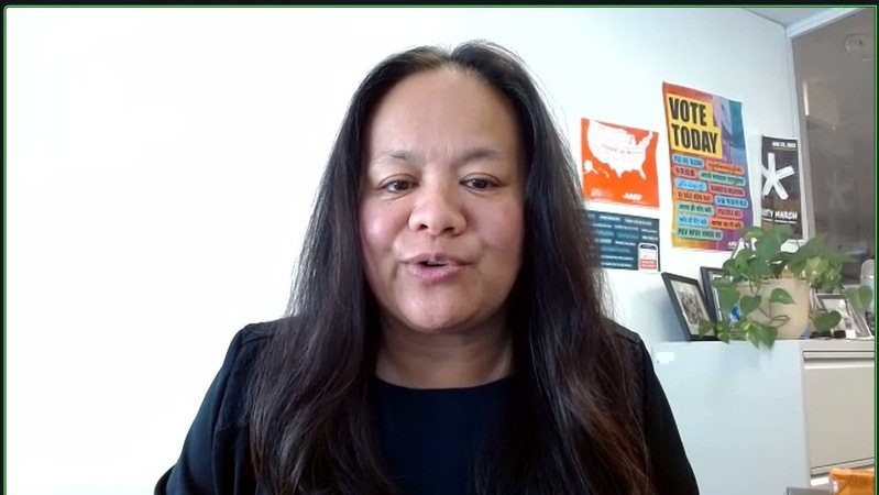 亞太裔投票聯盟創辦人兼執行主任陳棣芳(Christine Chen)表示，亞裔選民在2024年選舉中的投票將繼續發揮關鍵作用，尤其是在某些選情激烈的搖擺州。(截自Zoom會議)